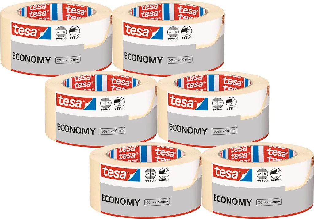 Adhésif de masquage peinture tesa 50mm x 50m transparent lot de 6 rolls