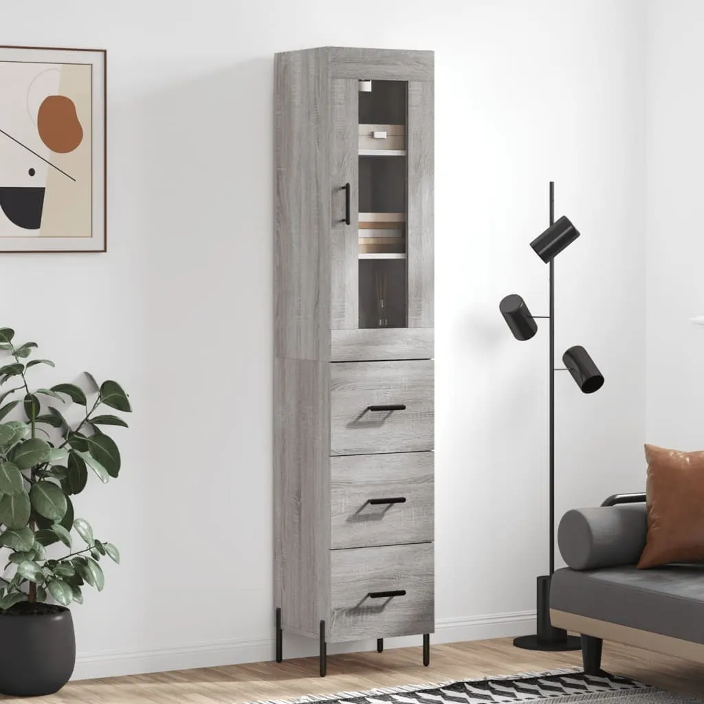 vidaXL Credenza Grigio Sonoma 34,5x34x180 cm Materiale a base di legno