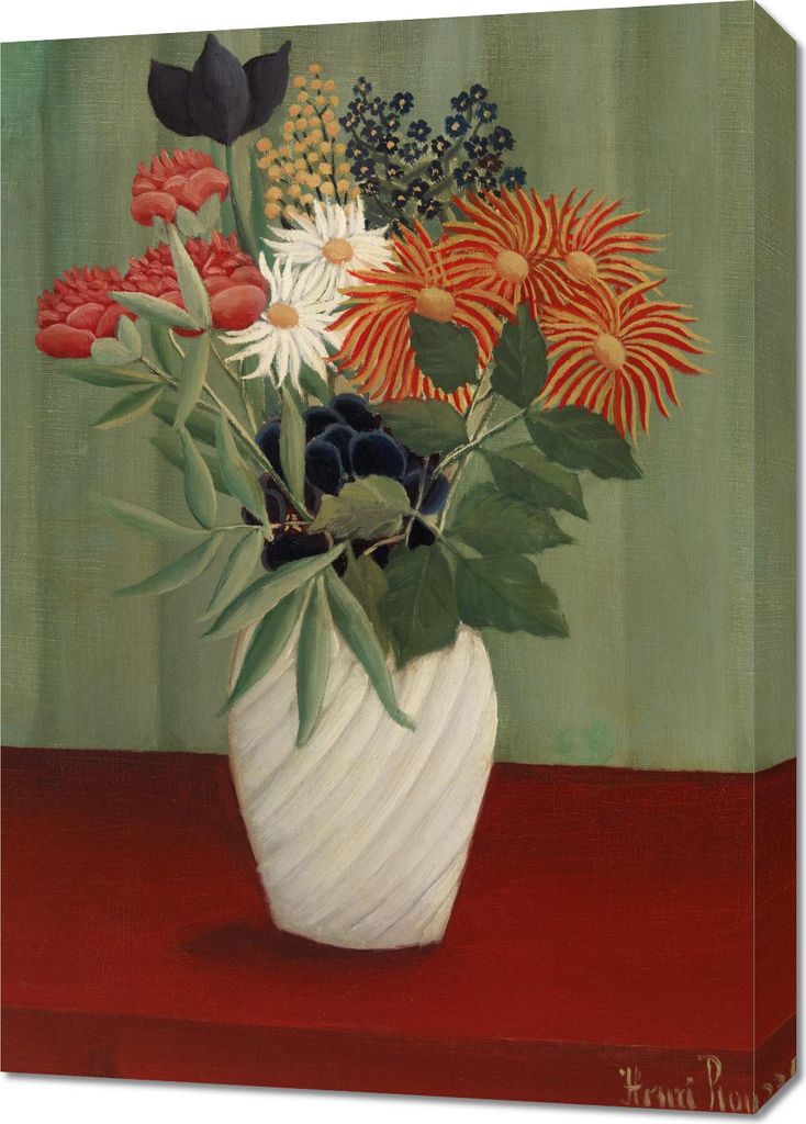 Bild 50x70cm Blumenstrauß, Rousseau Vintage für das Wohnzimmer