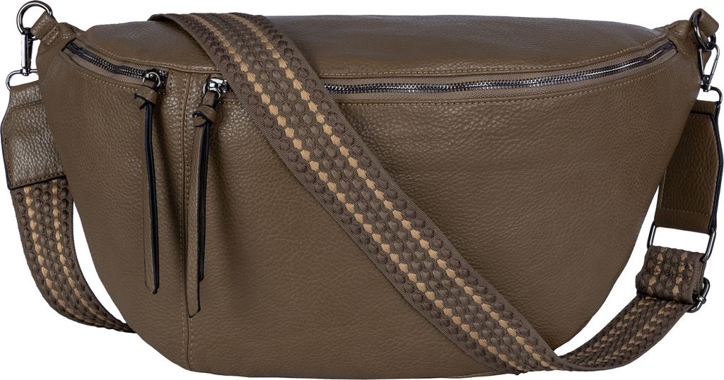 Umhängetasche (TTL-8002) Bauchtasche XXL Hüfttasche Kunstleder Italy-Design MUD COLOR