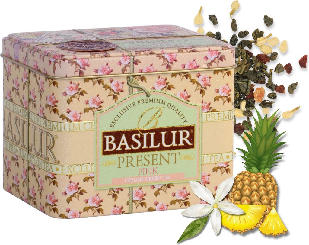 BASILUR Present Pink- Ceylon Grüner Blatt-Tee in dekorativer Dose 100g x1