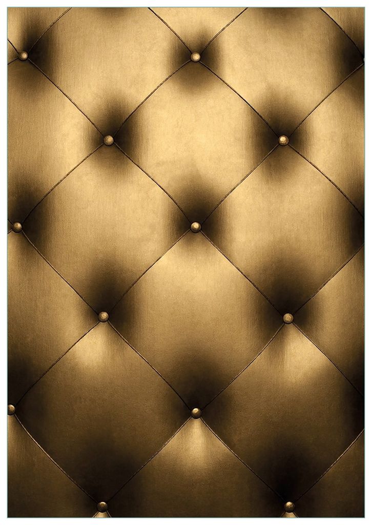 Wallario Premium Glasbild, freischwebende Optik, kräftige Farben, Größe 100 x 70 cm Motiv Goldene Ledertür