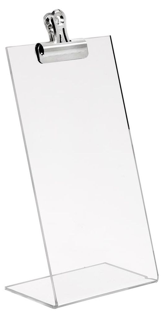 Tischaufsteller DIN Lang Hochformat L-Form mit Metallklammer Werbeaufsteller Zeigis