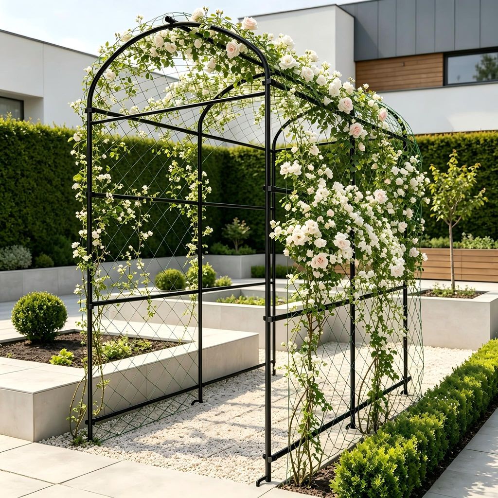 Metalen klimrek, groot boogvormig element voor de tuin, Productafbeelding 
