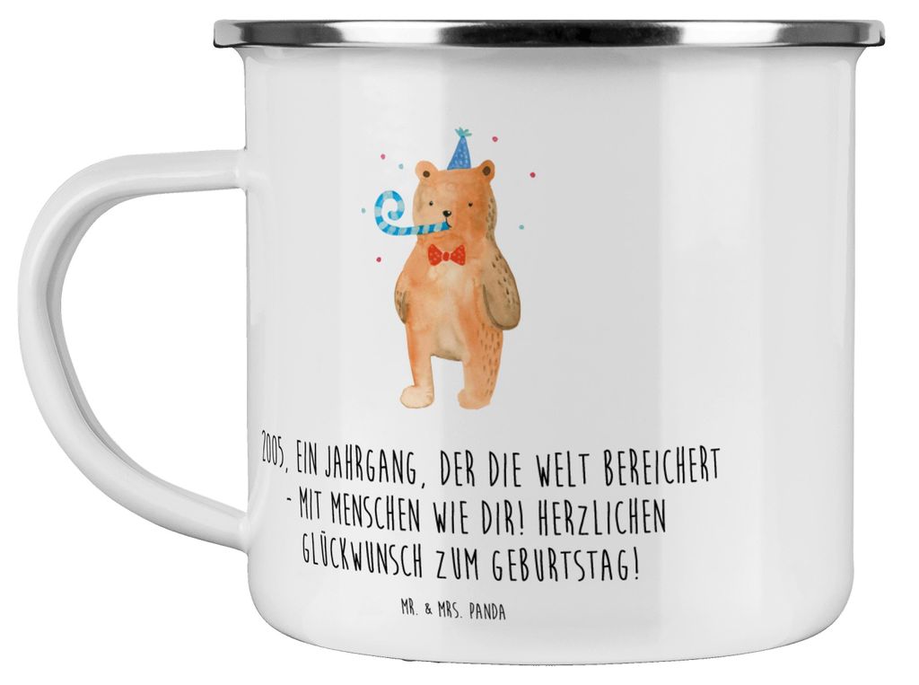 Mr. & Mrs. Panda Camping Emaille Tasse 2005 Geburtstag - Weiß - Geschenk, Jubilar, Haferl, Teetasse, Motivtasse, Alter, unvergessliche Jahre, Happ...