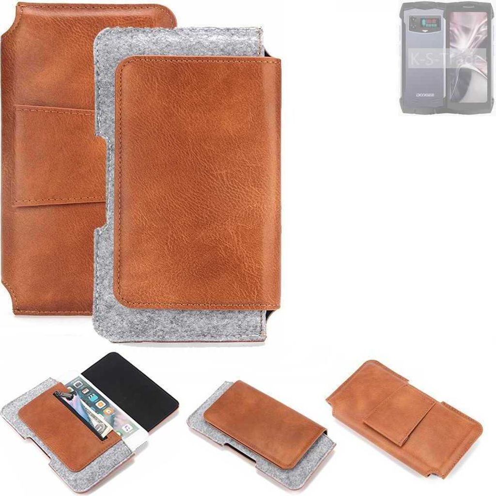 K-S-Trade Handyhülle Schutzhülle kompatibel mit Doogee Smini Gürteltasche Holster Gürtel Tasche Smartphone Tasche Handy Hülle Polyurethan+ Fil...