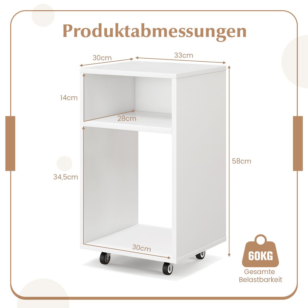 Stolik pod drukarkę COSTWAY na kółkach, mobilny kontener na Zdjęcie produktu 6