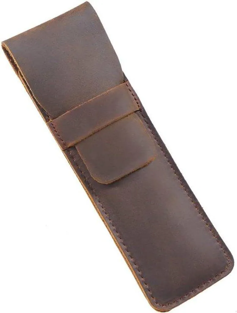Bloc-notes en cuir marron avec pochette pliante élégante - Format A5