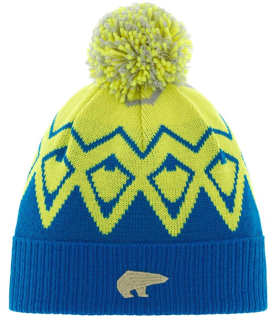 Eisbär Ziggy OS Pompon Kids Kinder Oversized Mütze mit Bommel Bugatti/Yellow/Hellgrau, 71115-026 - Gr. 53 / S Kids