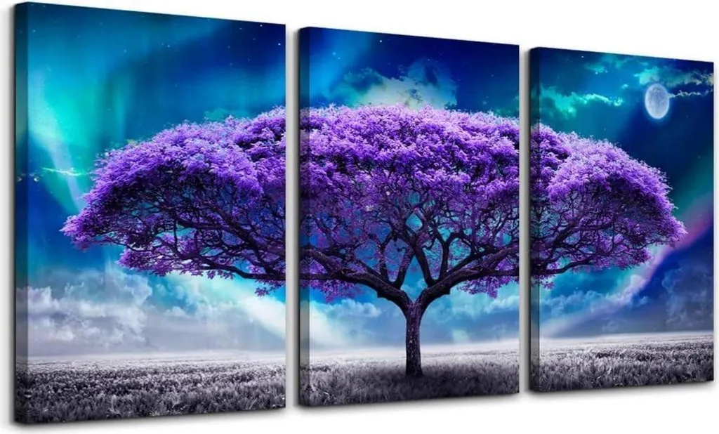 Tableau sur toile Aurores boréales Arbre violet 40x30 cm pour Salon