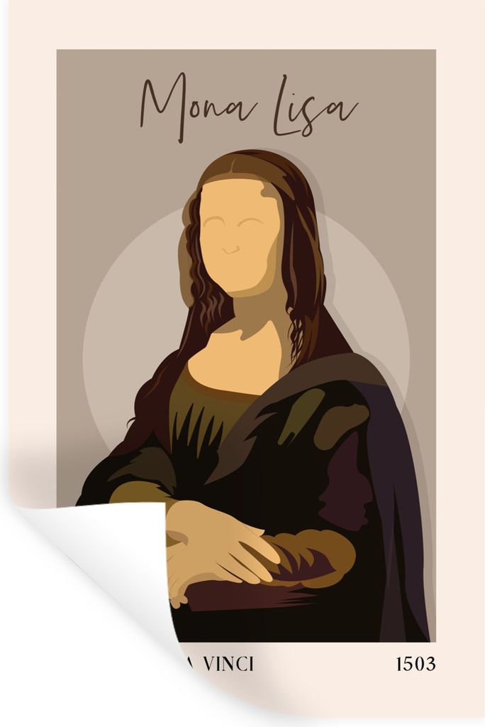 MuchoWow Wandtattoo Wandsticker Wandaufkleber Leonardo da Vinci - Alte Meister - Braun - Vintage 20x30 cm Selbstklebend und Repositionierbar - St...