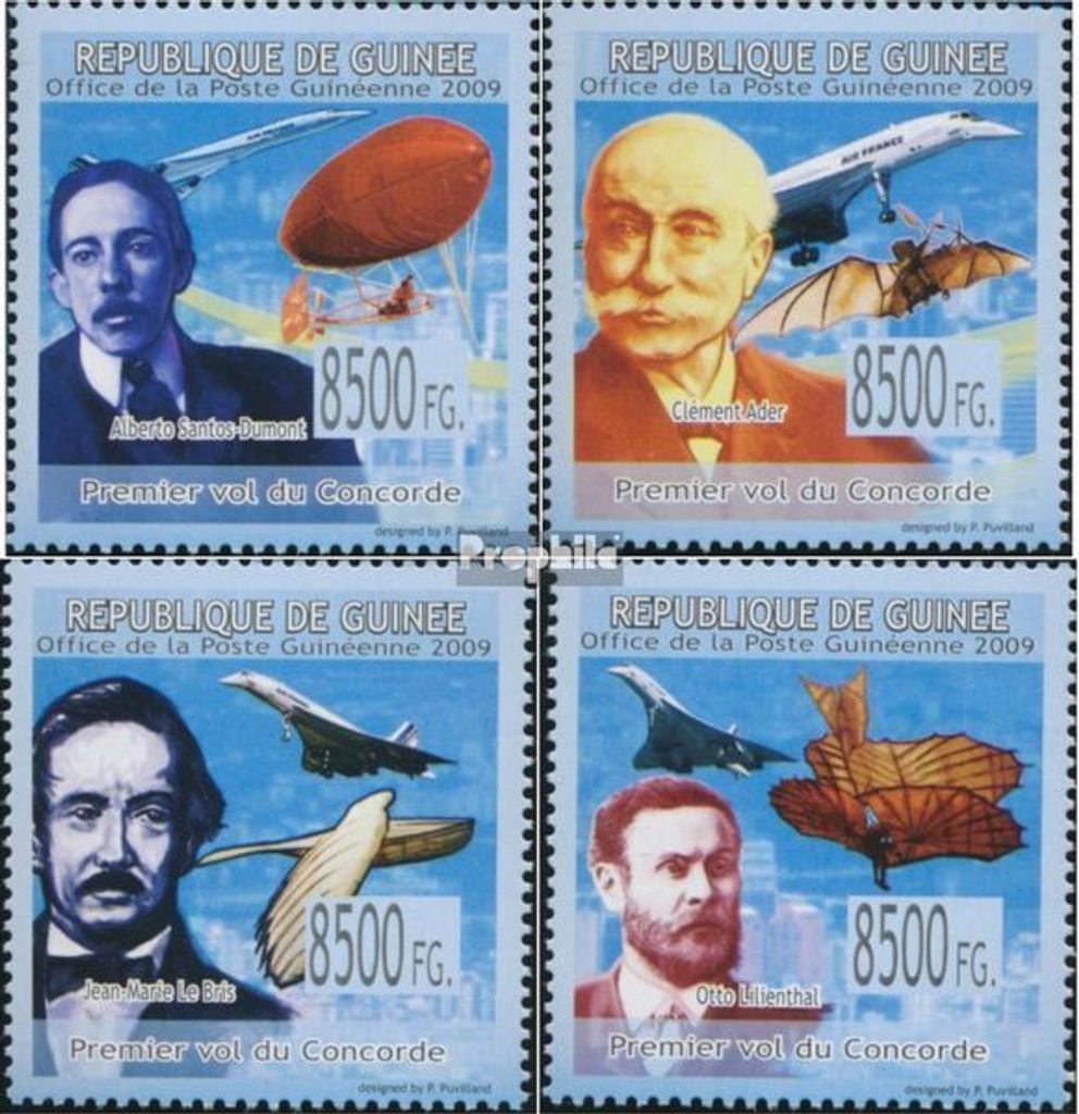 Briefmarken Guinea 2009 Mi 6664-6667 (kompl. Ausgabe) postfrisch Erstflug der Concorde