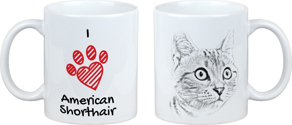 Amerikanisch Kurzhaar - Tasse mit Katze, entzückende Tasse mit Grafik, Geschenk mit Ihrem Foto von der Marke Art-Dog