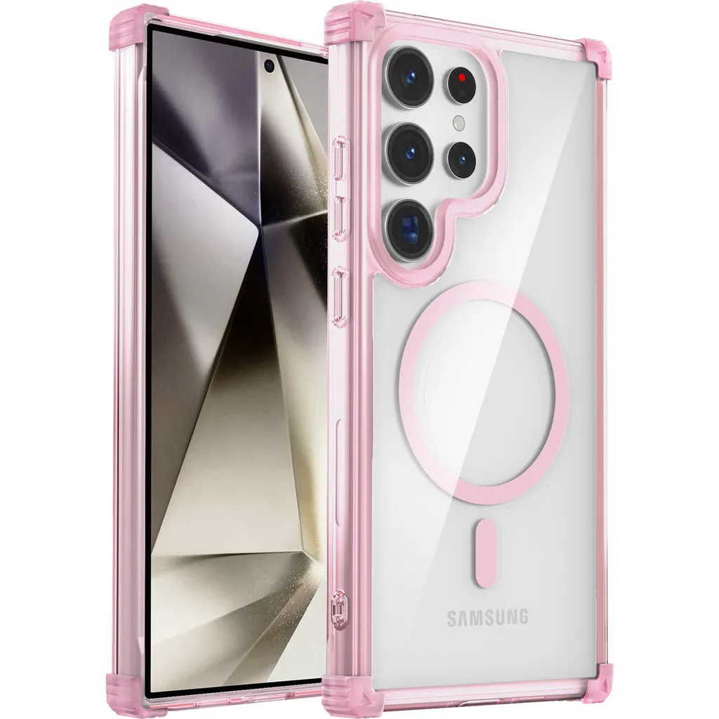 Custodia Samsung S25 Ultra MagSafe Rosa Antiurto Trasparente Lusso