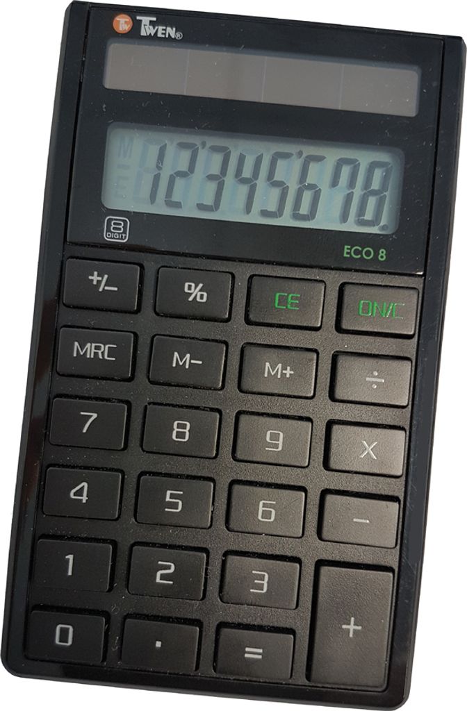 TWEN Taschenrechner ECO 8 8-stelliges LC-Display Solar
