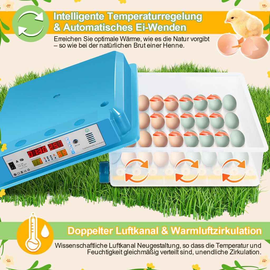 MenaVet Brutautomat für 7 Eier Brutmaschine Brutapparat Inkubator Hühner