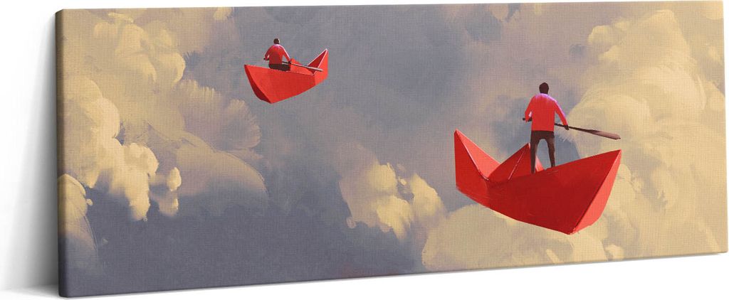 Reise in Papierschiffen – Leinwandbild Wandbild – 125x50 cm – Leinwandbilder – Wandbilder – Schlafzimmer – Flur