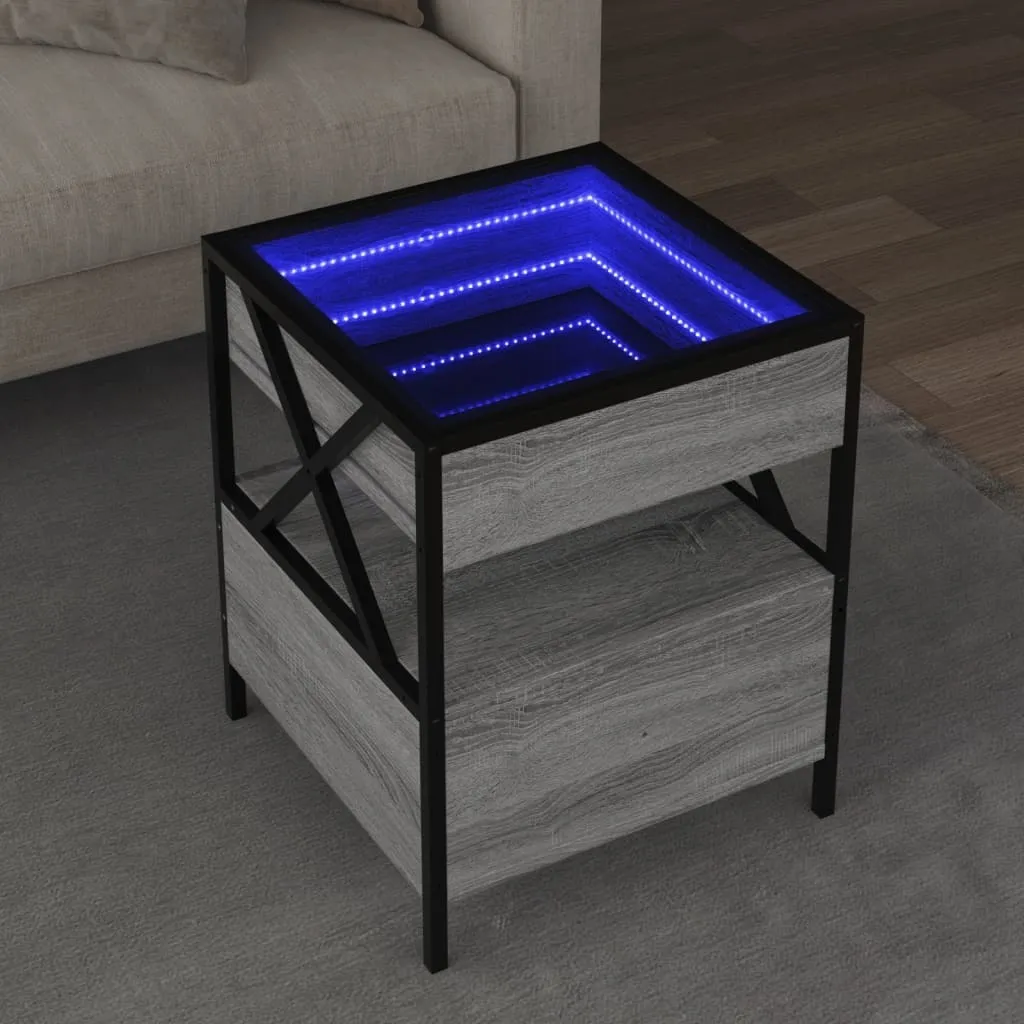 Tavolino Design LED Infinity Grigio Sonoma 40cm | Arredo Luxury 2025