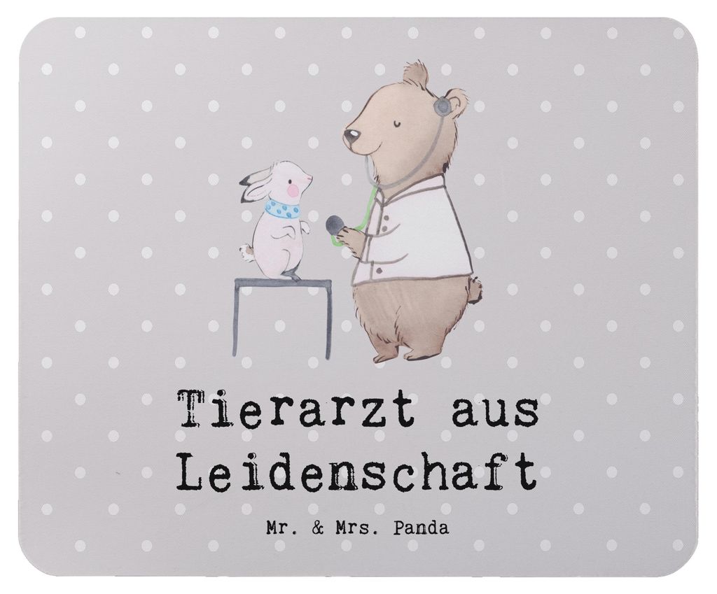 Mr. & Mrs. Panda Mauspad Tierarzt Leidenschaft - Grau Pastell - Geschenk, Mousepad, pc, Mouse Pad, mousematte, laptop