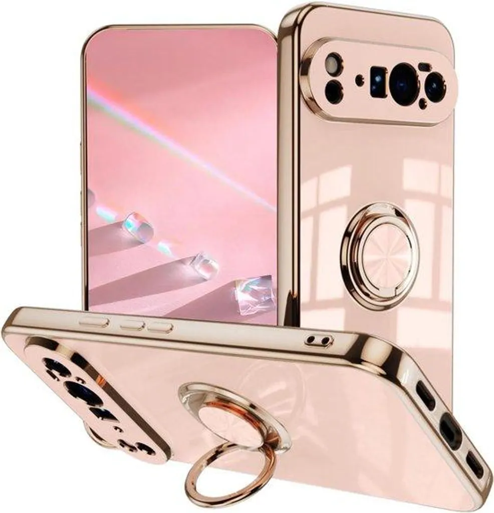 Coque smartphone ultrafine rose pâle résistante aux chocs avec support