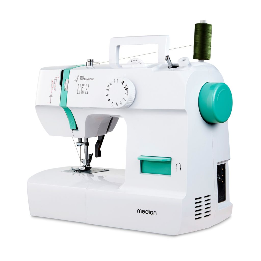 MEDION Nähmaschine SM70 (70 Watt, 12 verschiedene Stichmuster, LED-Nählicht, verstellbare Stichlänge, Rückwärtstaste, Fadenabschneider, MD1117...