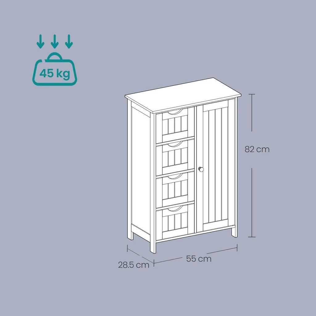 Meuble d'appoint étroit Rootz en MDF - Rangement compact 30 cm de large - 5