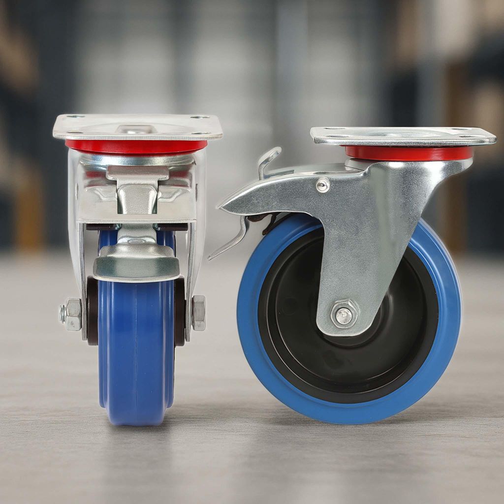 Ruote Per Carrello FIXK 4 Pezzi Ruote Doppie Ruote Da Trasporto In Gomma Da 50mm Con Freni Girevoli, Capacu00e0 Di Carico 300kg, Ruolo Freno Ruote Girevoli