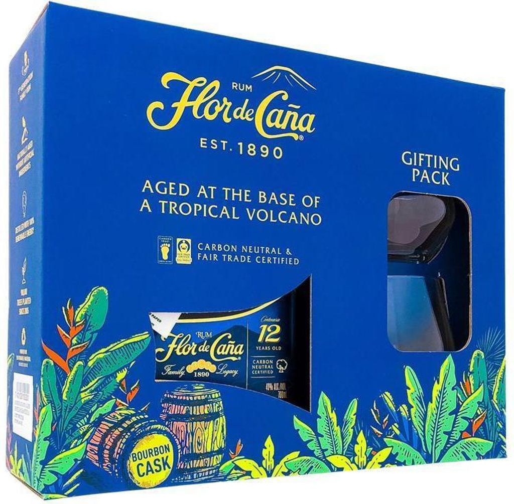 Flor de Cana 12 Years + 2 Gläser & Box 700ml 40% Vol. Produktbild 