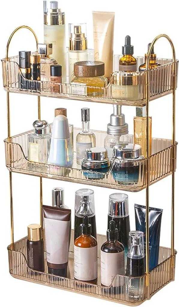Rangement maquillage design ambre 3 niveaux pour parfum et bureau