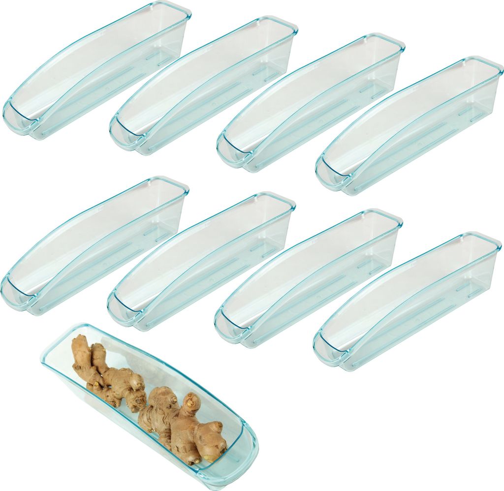 Kühlschrank - Behälter "9 Stück" ( 33 x 7,5 x 8cm ) Kühlschrankbox Spülmaschinengeeignet - Hochwertige Aufbewahrungsbox mit Griff für die Küche