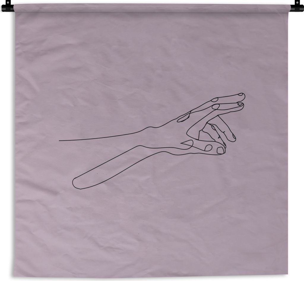 MuchoWow Wandteppich Wandbehang Hände - Minimalismus - Linienkunst 120x120 cm Tapisserie Dekoration Wandtuch - Modern - Baumwollgewebe