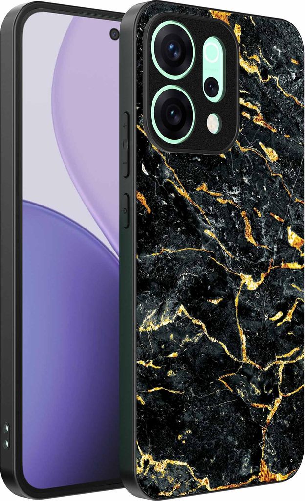 Geeignet für Oppo Reno 14 Pro Telefon Fall mit Schwarz-Gold-Marmor-Druck - TPU Backcover Fall Schwarz-Gold-Marmor-Design - Schwarz-Gold - Smartpho...