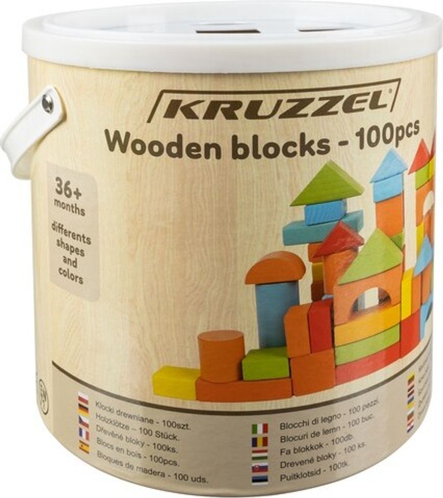 Kruzzel 22666 Drevené kocky vo vedre s vekom 100 ks Obrázok produktu 15