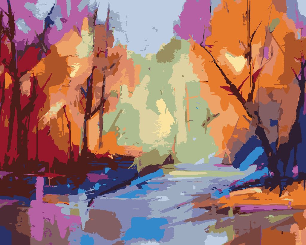 Zuty - Malen nach Zahlen - ABSTRAKTE LANDSCHAFT, 40x50 cm, ohne Keilrahmen