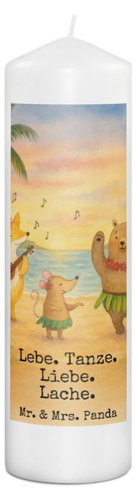 Mr. & Mrs. Panda Kerze Waldtiere Aloha Design 29 x 8 cm XL - Weiß - Geschenk, Erinnerungslicht, Wald, Tiere, Wachskerze, Musik, Bär, Bedruckte, E...