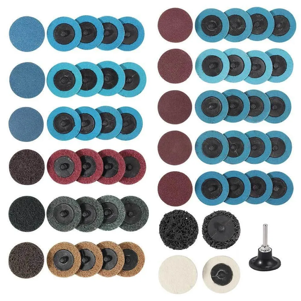 Disques abrasifs Roll-Lock 50mm marron - Lot de 60 avec support R