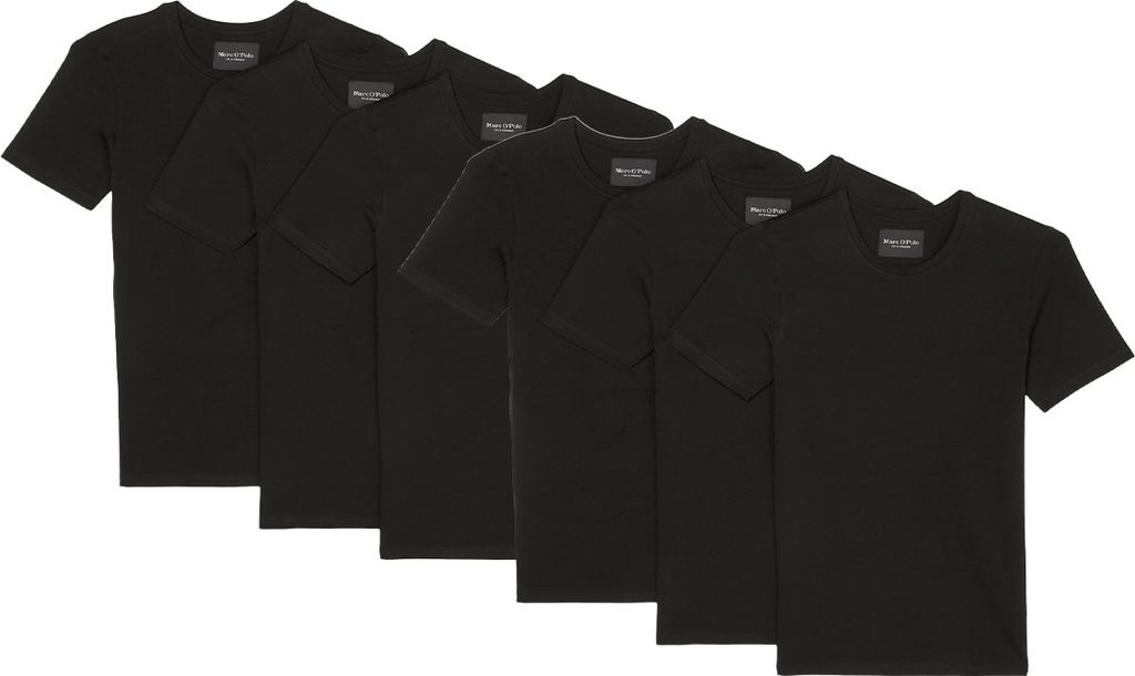 Marc O'Polo 6er Pack Essentials Organic Baumwolle Unterhemd / Shirt Langarm Weiches und atmungsaktives Material, Natürliches Tragegefühl, Bequeme...