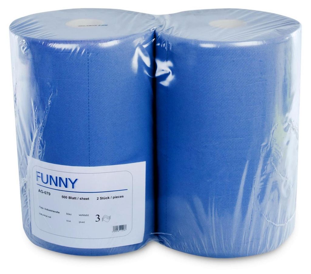 Funny 2 x Putzpapierrolle 3-lagig Blau 37,5x34cm (AG-079) Produktbild 