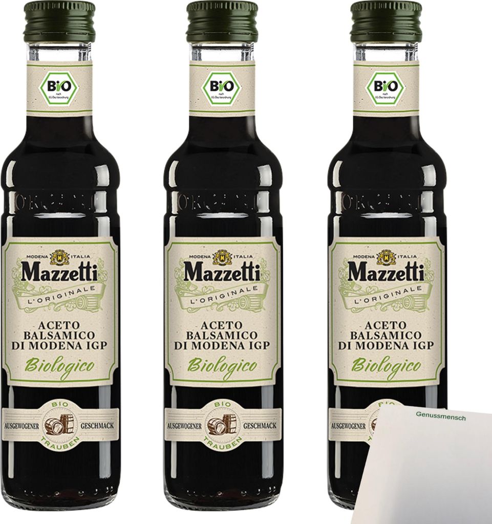 Mazzetti Aceto Balsamico di Modena 3er Pack (3x250ml Flasche) + usy Block