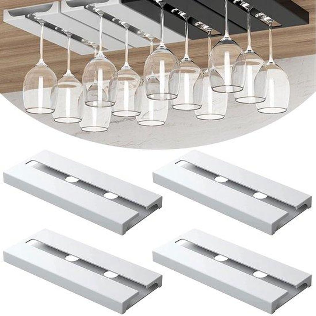 Set aus 4 selbstklebenden Weinflaschenhaltern für Unterfach ohne Bohren