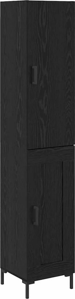 Credenza Rovere Nero 34,5x34x180 cm - Mobile Alto Salvaspazio Moderno