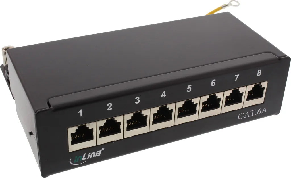 InLine Patch Panel 8 Porte RJ45 Cat.6A Nero RAL 9005 Professionale