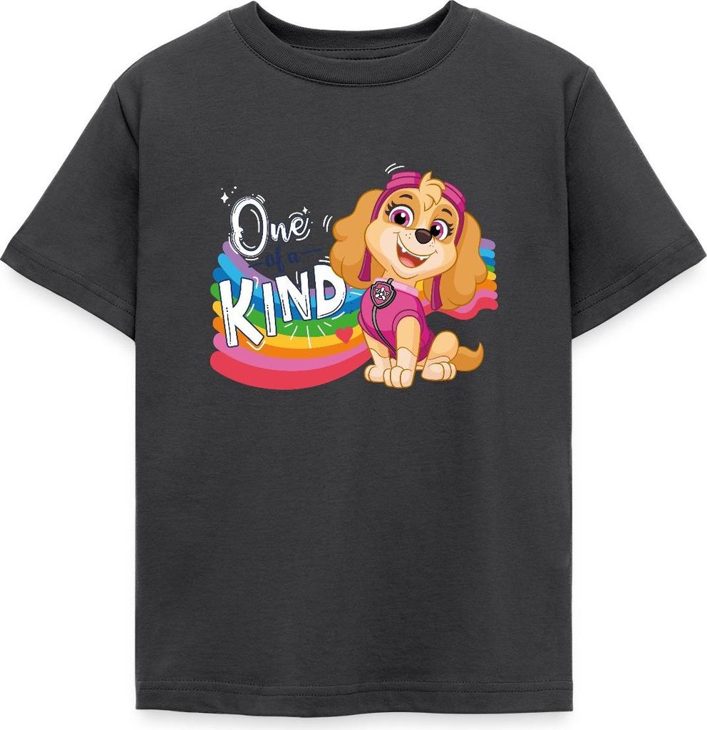 Spreadshirt Paw Patrol Skye Regenbogen-Design Kinder T-Shirt, 98/104 (3-4 Jahre), Dunkelgrau