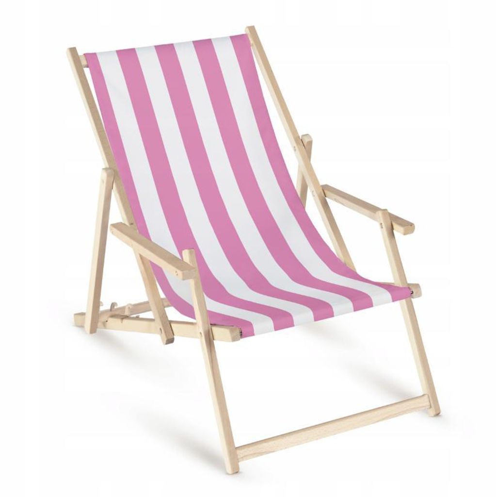 Holz Gartenliege mit Armlehnen – Klappbarer Garten- & Strandliegestuhl Rosa – Verstellbare Sonnenlie