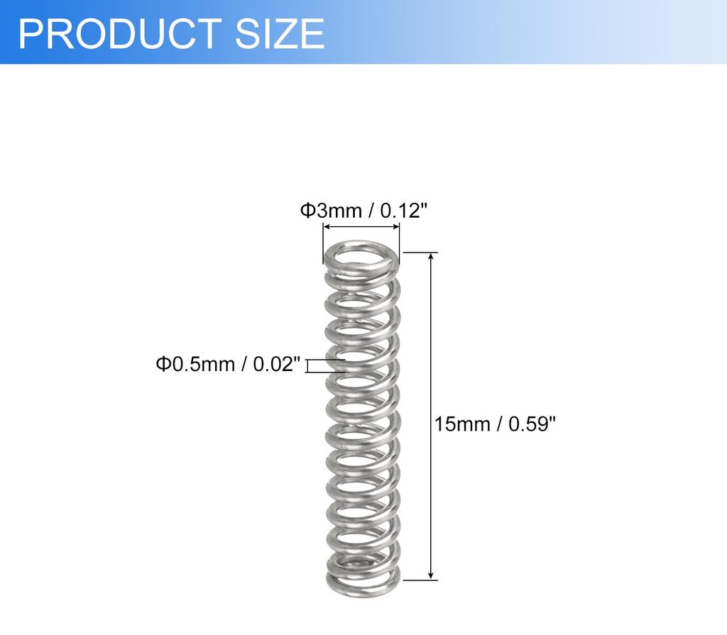 6 Stš¹ck Druckfedern, Edelstahl Spiralfedern, 0,5 mm Draht Dia. x 3 mm Au?en Dia. x 15 mm L?nge Verl?ngerungsfeder Kugelschreiber Druckfedern fš...