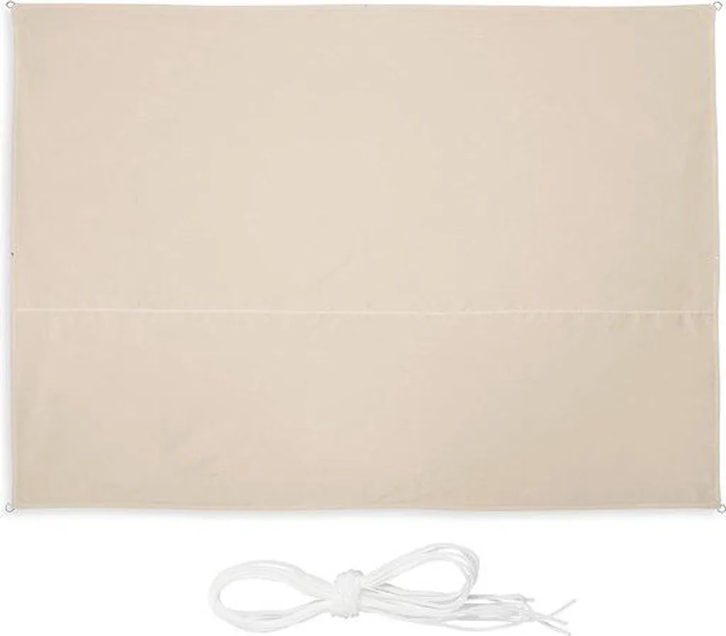 Voile d'ombrage rectangulaire 3,5x4,5 m beige hydrofuge avec cordes