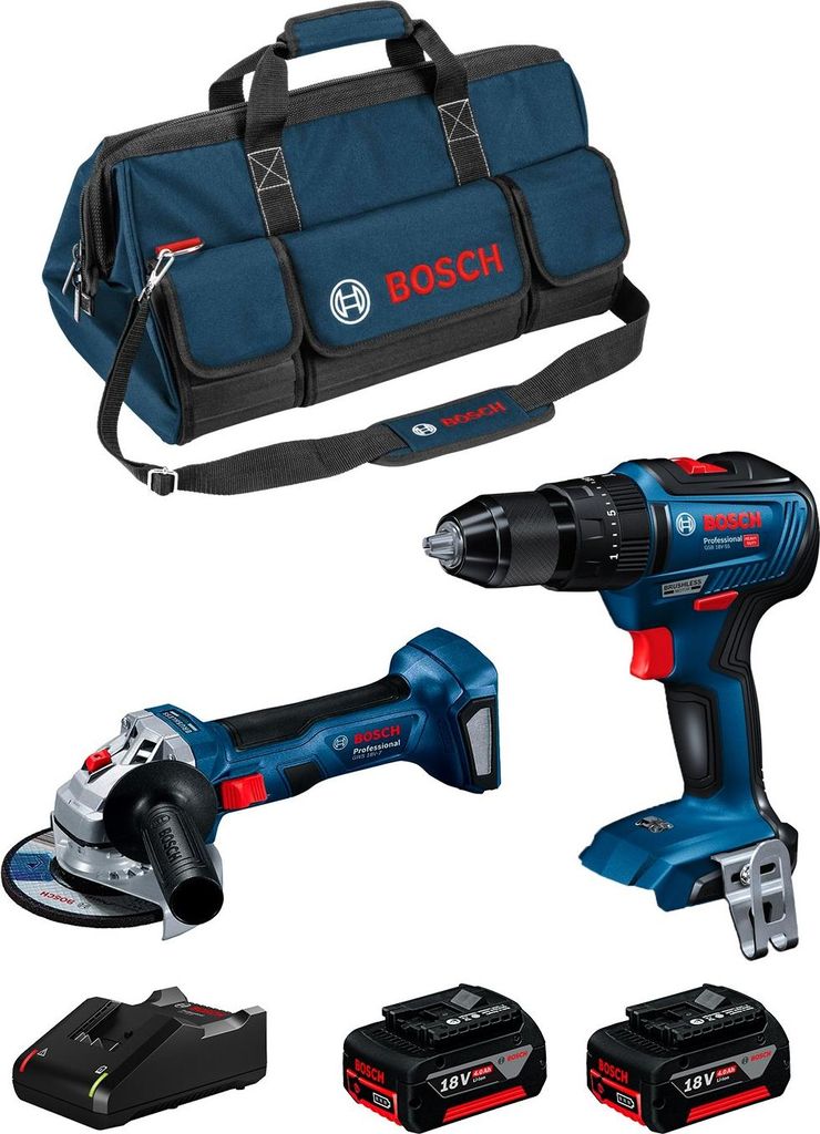 BOSCH Kit 0615990M4A (GSB 18V-55 + GWS 18V-7 + 2 x 4,0 Ah + Produktbild 