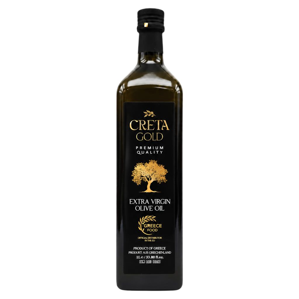 Creta Gold Olivenöl Flasche auf weißem Grund
