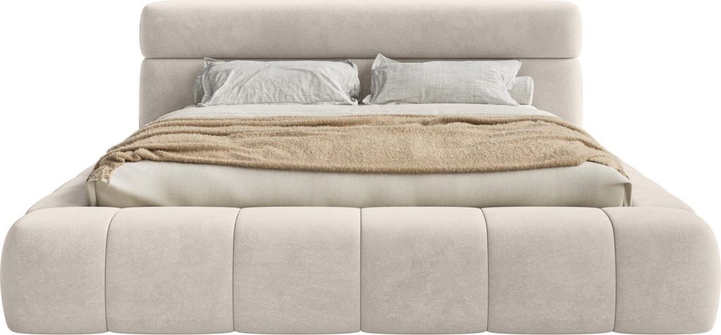 FEDVE Polsterbett Nuuk aus Velvet 180x200 cm, Creme