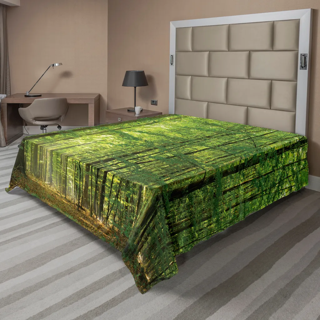 Drap de Lit Forêt Anti-Pli 275x260, Linge de Lit Vert Doux et Durable